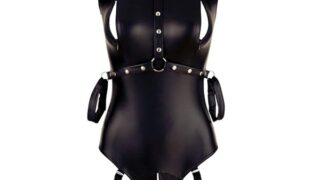 [MONEON] セクシー ランジェリー ハイレグ レオタード ストッキング ２点セット フェイクレザー 3ファス…