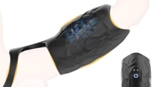 ペニスリング シリコンコックリングペニスサック一体成型 陰茎袖 男性用【10種類の振動パターン】高弾性 通気こっく…