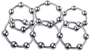 ペニスリング メンズリング コックリンク リング 6つビード付き 金属製 ＳＭグッズ 男性のおもちゃ テンレス鋼製…