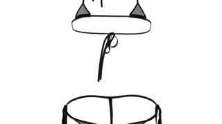 ハトプラ うすい。-usui- 極小ランジェリーセット[三角ブラ×サイドリボンTバックショーツ]（黒）