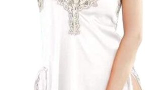 [ロカロカ] ランジェリー 深v ベビードール サテン スリップ キャミソール スリット レース