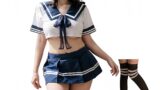 [Emfay] コスプレ 大きいサイズ セーラー服 女子高生 ニーハイソックス付き 可愛い セクシー 4点セット