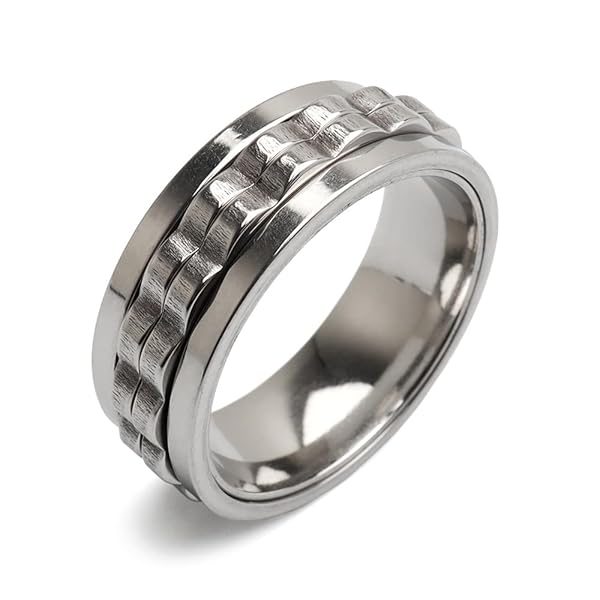 [silver KYASYA] ステンレス 回る 指輪 ギミックリング ギアリング ストレス解消 メタリック シル…