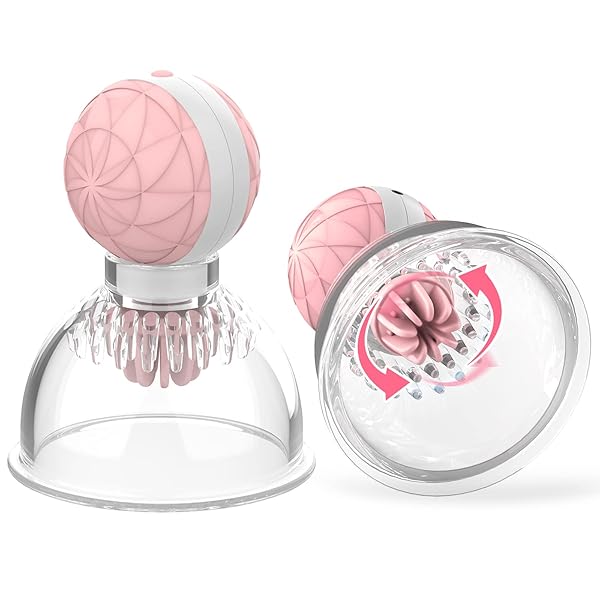 バイブ 乳首ローター 【 360度回転+手動式吸引ポンプ+2種ブラシ】 おっぱいカップ 乳首攻め 乳首開発 バスト…