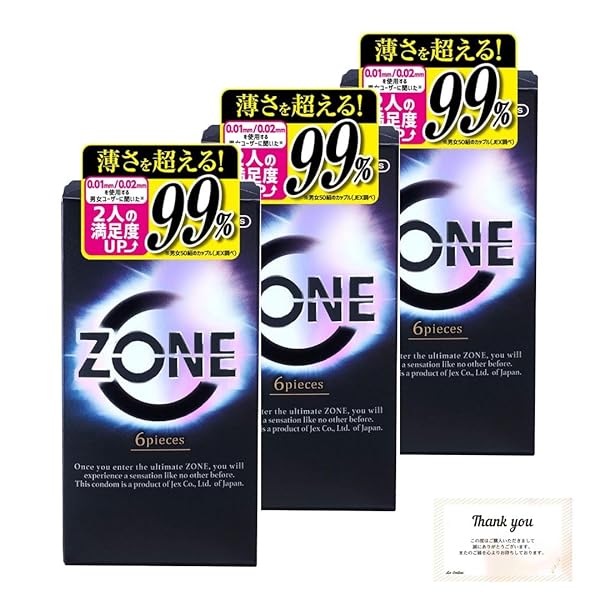 【3個セット】ZONE ゾーン コンドーム ゴム 6個入り × 3個 当店オリジナルサンクスカード付き