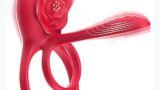 ペニスリング コックリング バラデザインペニスリング 二重リング【2人イキ革命+10種類の振動】 カップル向け 電…