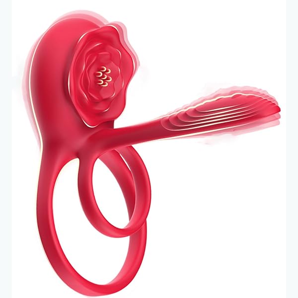 ペニスリング コックリング バラデザインペニスリング 二重リング【2人イキ革命+10種類の振動】 カップル向け 電…