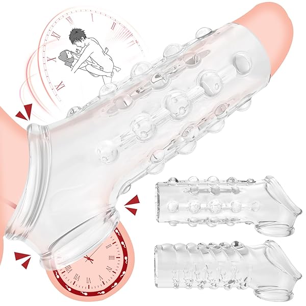 ペニスサック ペニスリング 陰茎袖 ペニス拘束具 突起パーティクル 高弾性 極厚 2点セット 二種類の粒子デザイン…