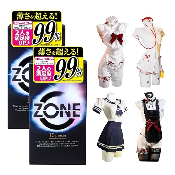 【即納】2点セット ZONE【日本製】コンドーム 10個入 極薄 ステルスゼリー 潤滑剤入り 男性向け ゴムアレル…