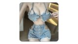 セクシー デニムビキニ 2点セット コスプレ セクシーランジェリー Y2K レディース水着 過激 エロ 変態 ビキ…
