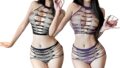 セクシー コスプレ ランジェリー セパレート レオタード 2点セット ボディストッキング 全身タイツ 網タイツ シ…