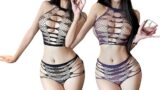セクシー コスプレ ランジェリー セパレート レオタード 2点セット ボディストッキング 全身タイツ 網タイツ シ…