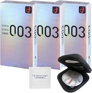 【3個セット】オカモト ゼロゼロスリー 0.03 ゴム製 12コ入+ オリジナルコンドームケース + ペペ ローシ…