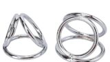 ペニスリング コックリング ステンレス金属製 メタルリング 3連リング 拘束具 束縛具 男性用(S+L)