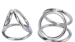 ペニスリング コックリング ステンレス金属製 メタルリング 3連リング 拘束具 束縛具 男性用(S+L)