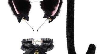 猫耳 カチューシャ 猫 コスプレ 尻尾 首輪 蝶結び 鈴付き 3点セット 獣耳 狐耳 コスプレ ハロウィン コスチ…