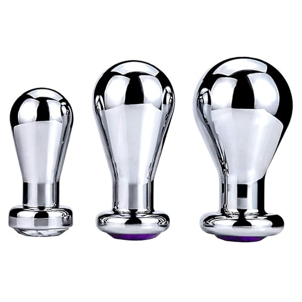 ディルド – 3点セットアナルブラグ アナルビーズ バルーン型 台座に宝石飾り あなるぶらぐ 金属 あなるプラグ 男性用 女性用…