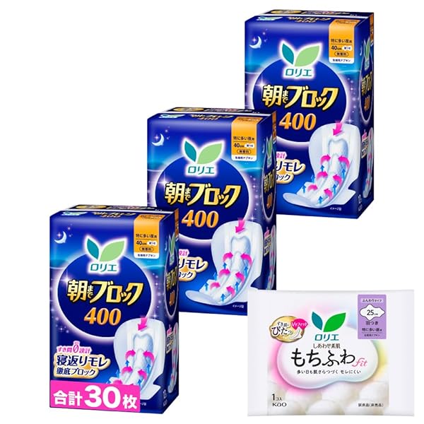 コンドーム – ロリエ 朝までブロック 400 羽つき 40cm 10コ入×3個+おまけ付き 【Amazon.co.jp限定】
