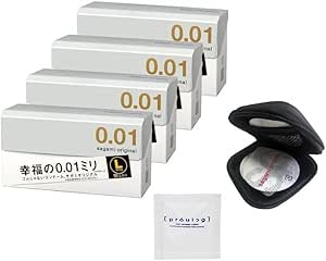 【4個セット】 サガミオリジナル コンドーム 0.01 10個入 + オリジナルコンドームケース + ペペ ローシ…