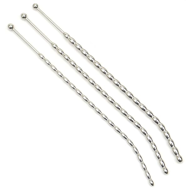 弯曲コックプラグ ペニスプラグ ビーズ連結式ペニスブジー 5㎜-7㎜ 3本セット ステンレス製 ペニス責め sm …