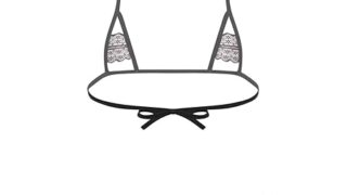 [Agoky] レディース シースルー マイクロビキニ 水着 2点セット 極小 ランジェリー セット 無地 快適 …