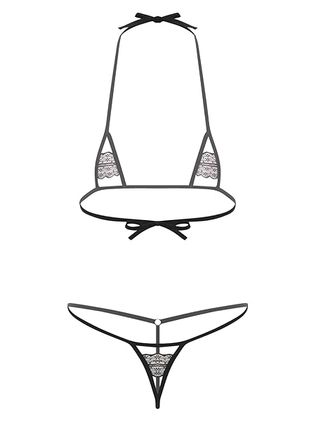 [Agoky] レディース シースルー マイクロビキニ 水着 2点セット 極小 ランジェリー セット 無地 快適 …