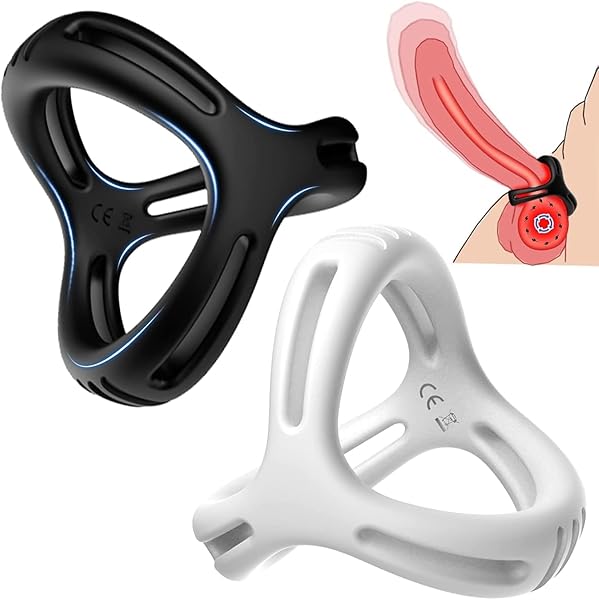 AiFox ノーマルリング 三角ノーマルリング 2点セット【黑と白】シリコン製 アダルトグッズ 大人のおもちゃ