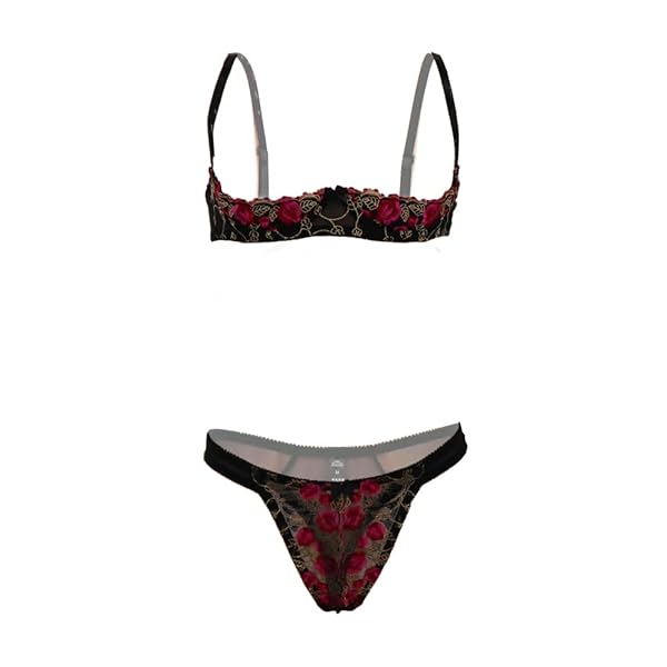 ランジェリー – Black Omen (ブラックオーメン) オープンカップブラジャー コスプレ ショーツ 穴あき 上下 セット ワ…