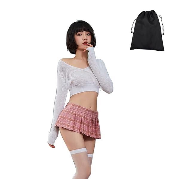 [Edostree] セーター コスプレ セクシー ニット JK プリ—ツスカ—ト ランジェリー 長袖 過激 レデ…