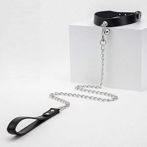 Emoi 首輪 人間 sm リード付き チョーカー 地雷系 コスプレ アクセサリー おしゃれ 可愛い鈴チェーン付き…