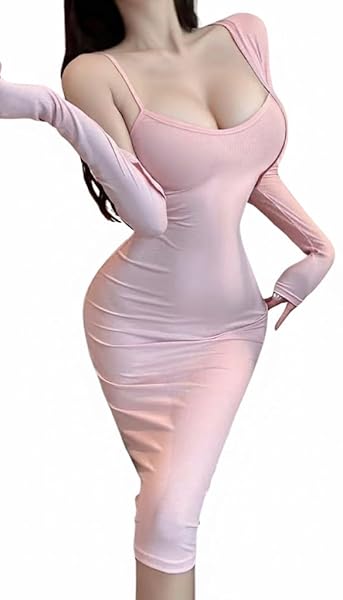 [HARU・SAKURA] セクシー ニットワンピース レディース ボディコン ミニワンピース 着痩せ コスプレ …