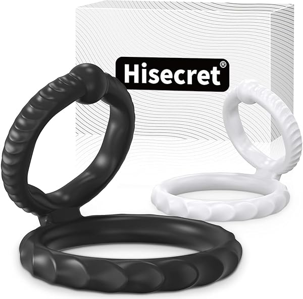 Hisecret ペニスリング コックリング 2点セット【黒と白】 高弾力 シリコン製 男性用 アダルトグッズ 大…