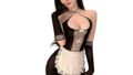 コスプレ – JasmyGirls セクシーフィッシュネットドレス 女性用フレンチメイドランジェリードレス ストッキングエプロン…