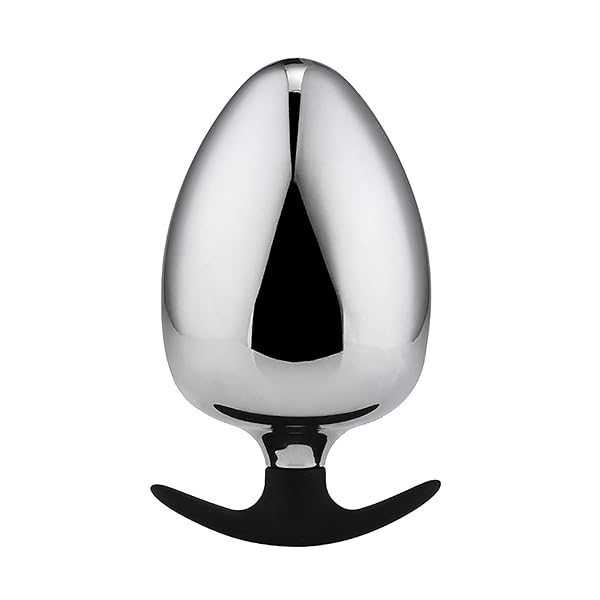 アナニーアナルプラグ アナルディル プラグ ステンレスアナル ディルド卵形 アンカー形 シリコン製底部 巨大(Lサイズ)