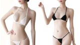 ランジェリー – LIKENNY マイクロビキニ 2点セット(ホワイト＋ブラック) セクシー コスプレ 極小 露出 水着 紐パン ホ…