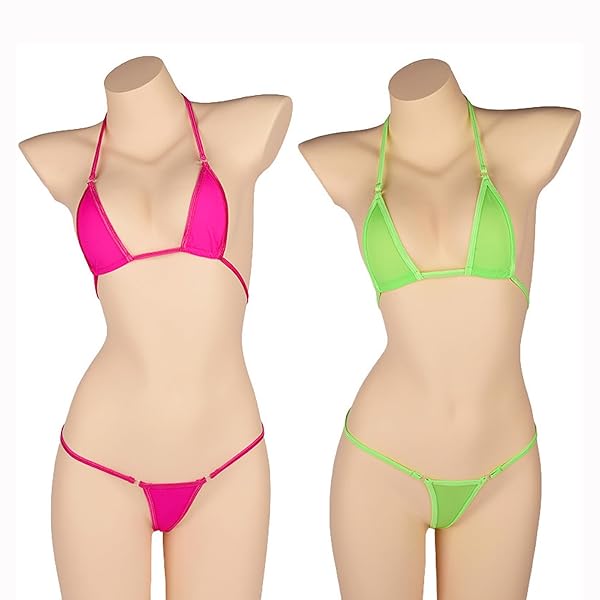 [LIKENNY] ビキニ 2点セット セクシー コスプレ 極小 露出 水着 紐パン ホルタ―ネック 勝負 レディ…