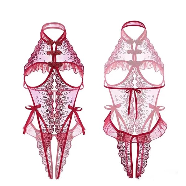 [LIKENNY] コスプレ セクシーな透け透けランジェリー 胸元と大胆なスリットで魅惑のコスプレレオタード 超ハ…