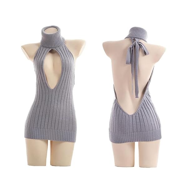 コスプレ – [LIKENNY] バックリボン ニットワンピ ース セクシー セーター 可愛い 誘惑 ランジェリー 衣装 服 女…