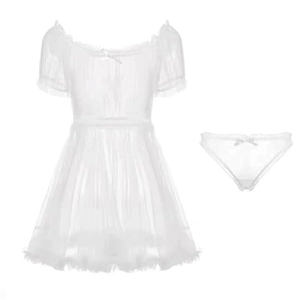 コスプレ – [LIKENNY] パジャマ 透明 ナイトウエア 人気 スリップ セクシー 天使 ふわふわ 花嫁 勝負 極薄 ワン…