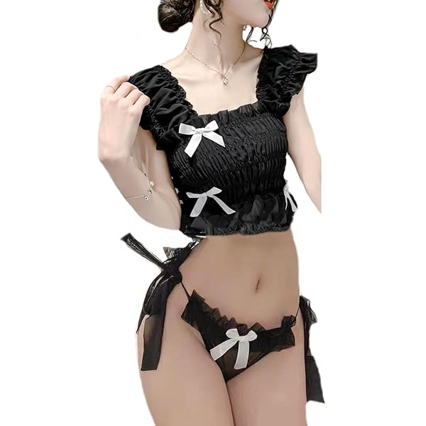 ランジェリー – [Lunon] 女装パンツ 男の娘 下着 上下セット 【高伸縮/シフォン リボン/くせになる フィット感】キャミソ…