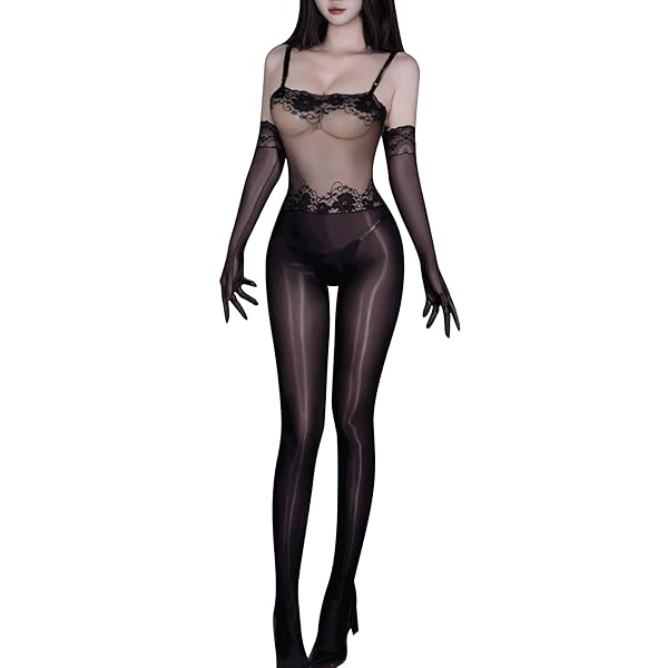 ランジェリー – [MAHOU] セクシー 全身タイツ レディース セット プレゼント 手袋一組 花柄レース 黑 ボディストッキング…