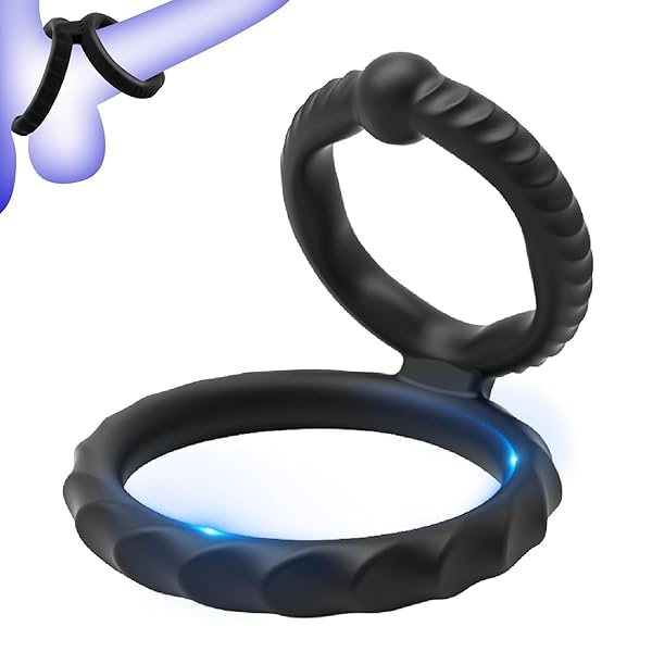 Ninonly ペニスリング コックリング 二重リング シリコン製 高弾力 リング 男性用（ブラック）