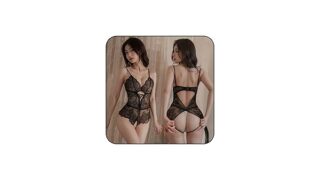 ランジェリー – [QINGCHENGNIΛO] ボディースーツ 女性用 セクシー 股開き 穴開き式 キャミソール 脱がずに カップ…