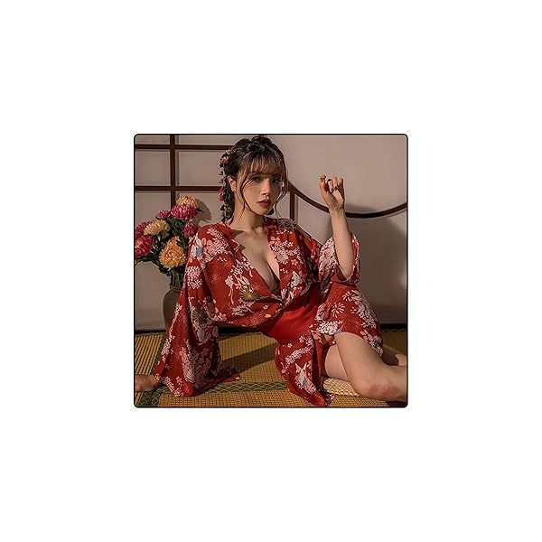 [REPROMGO] 赤い 和服 コスプレ セクシー 花魁 ランジェリー 人気 パジャマ ランジェリー レディース…