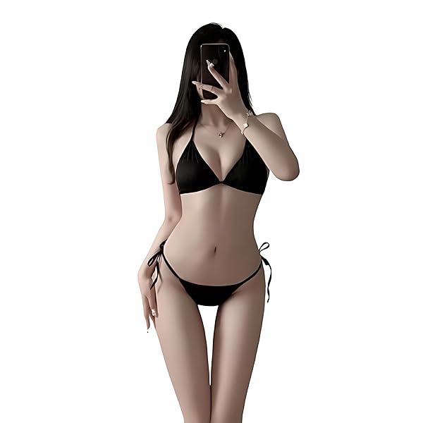 [RemeeHi] マイクロビキニ セクシー コスプレ 水着 ランジェリー 可愛い 透け透け 三角ビキニ 紐パン …