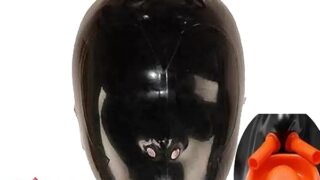 ランジェリー – [SALANSEX] 口栓とアイパッチ付きフルフェイスカバーマスク、セックスBDSMラテックスフードマスクSMマス…