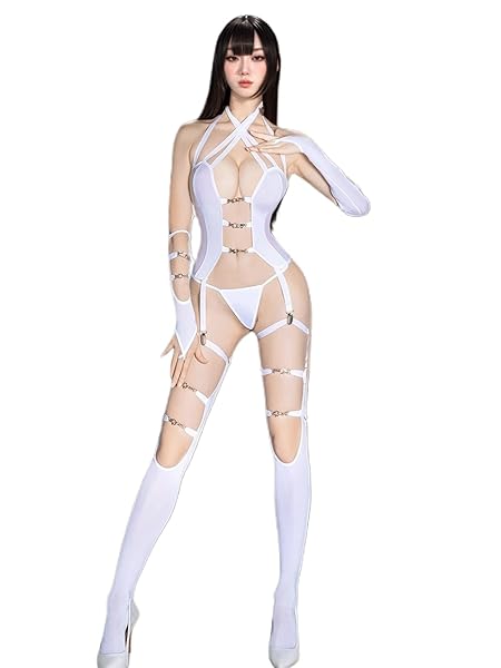 [SENMHS] セクシー ランジェリー セット レディース コスプレ ボディコン レオタード ハイレグ レースク…