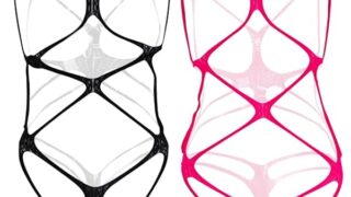 [ブラックオーメン] ボンテージ 露出服 野外 露出 服 衣装 コスプレ SM オープンバスト 股われ 穴あき（２…