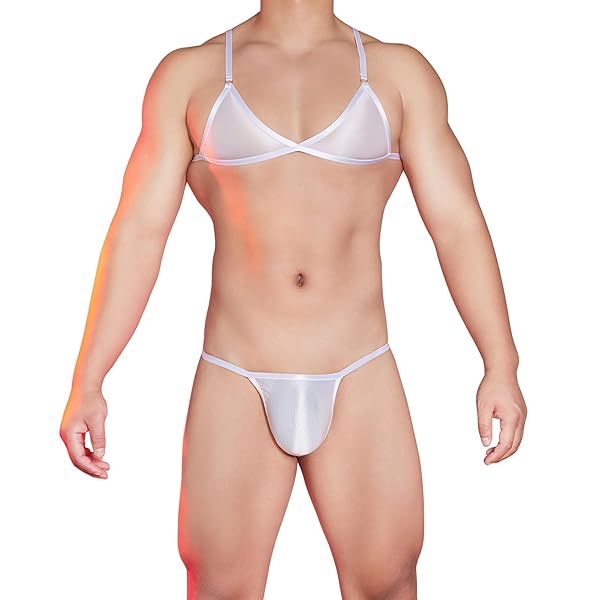 ランジェリー – [Sexyhot] メンズブラ メンズブラジャー ショーツ 2点セット 男性用 セクシー 薄い 透け透け ツルツル…