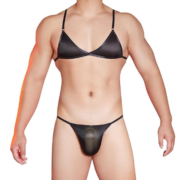 ランジェリー – [Sexyhot] メンズブラ メンズブラジャー ショーツ 2点セット 男性用 セクシー 薄い 透け透け ツルツル…